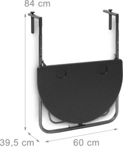 Relaxdays Balkontafel Inklapbaar, Balkon Tafel Rotan, Hangtafel Reling - Zwart -Gardena Winkel 1006x1200 2