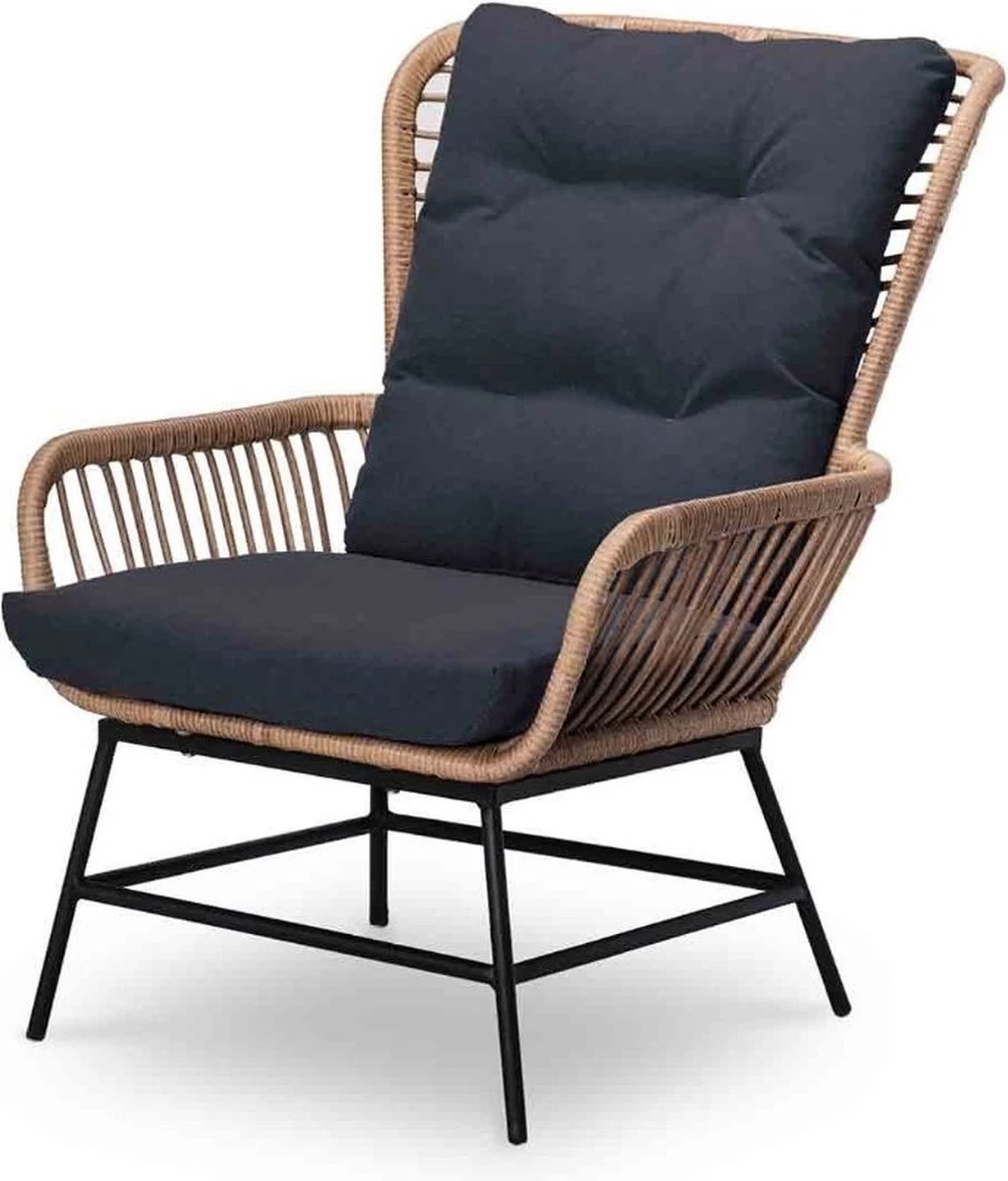 BUITEN Living Dex Wicker Loungestoel Tuin Incl. Wicker Voetenbank | Wicker + Aluminium | Bamboe Antraciet 14 BUITEN Living Dex Wicker Loungestoel Tuin Incl. Wicker Voetenbank | Wicker + Aluminium | Bamboe Antraciet - Afbeelding 14