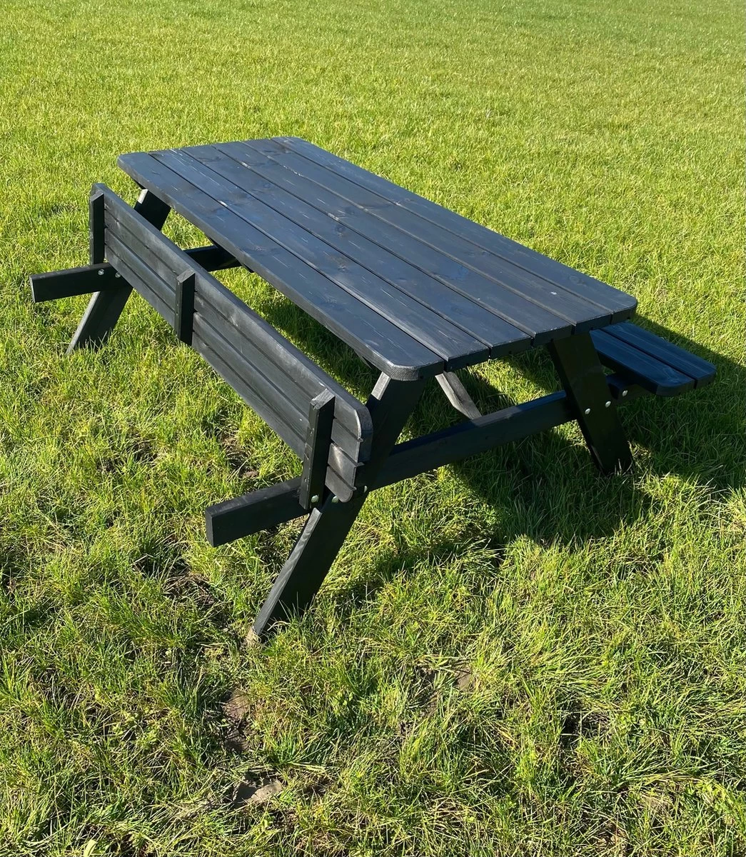 Goedkopepicknicktafels.nl | Zwarte XL Picknicktafel | Tuintafel 6 Persoons | Zwart Gespoten Gedroogd Grenen Hout! 3 Goedkopepicknicktafels.nl | Zwarte XL Picknicktafel | Tuintafel 6 Persoons | Zwart Gespoten Gedroogd Grenen Hout! - Afbeelding 3