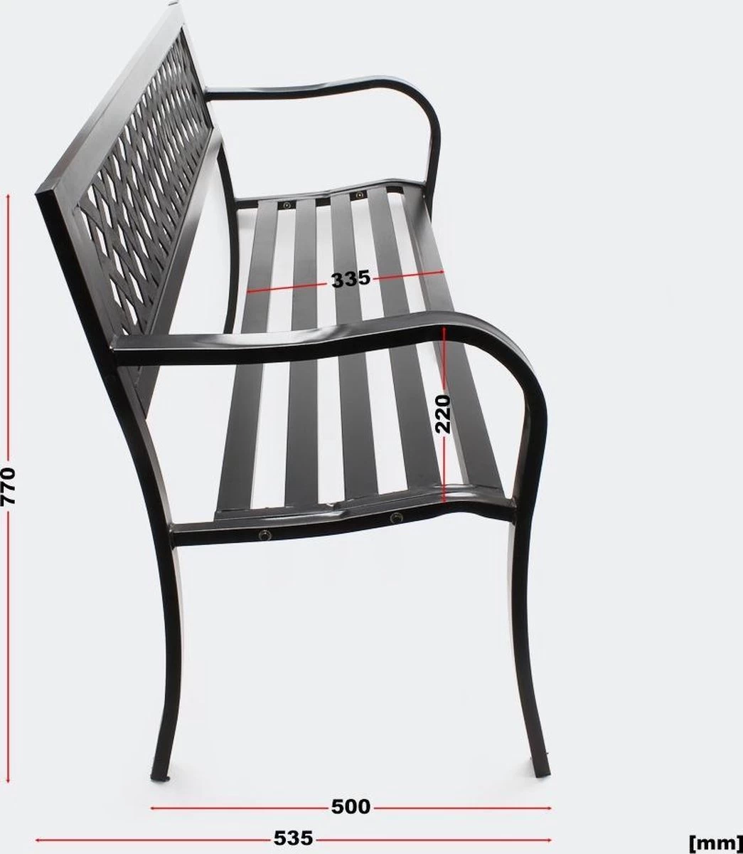 Tuinbank - Marijke -Tuinbankje - Tuinbank Metaal - Tuinbank Hout - Weersbestendig - 126 X 53 X 77 Cm 6 Tuinbank - Marijke -Tuinbankje - Tuinbank Metaal - Tuinbank Hout - Weersbestendig - 126 X 53 X 77 Cm - Afbeelding 6