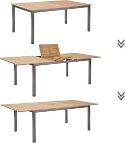 NATERIAL - Uitschuifbare Tuintafel ORIS - Uitschuifbare Tafel Voor 6 Tot 8 Personen - 180-240x100 Cm - Aluminium - Hout Eucalyptus 11 NATERIAL - Uitschuifbare Tuintafel ORIS - Uitschuifbare Tafel Voor 6 Tot 8 Personen - 180-240x100 Cm - Aluminium - Hout Eucalyptus -Gardena Winkel 1049x1200
