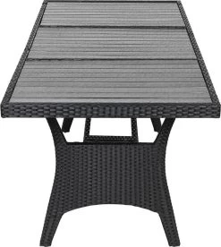 Casaria Polyrattan Tuintafel - WPC Tafelblad 190x90x74 Cm – Zwart -Gardena Winkel 1074x1200 1