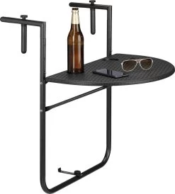 Relaxdays Balkontafel Inklapbaar, Balkon Tafel Rotan, Hangtafel Reling - Zwart -Gardena Winkel 1080x1200 1