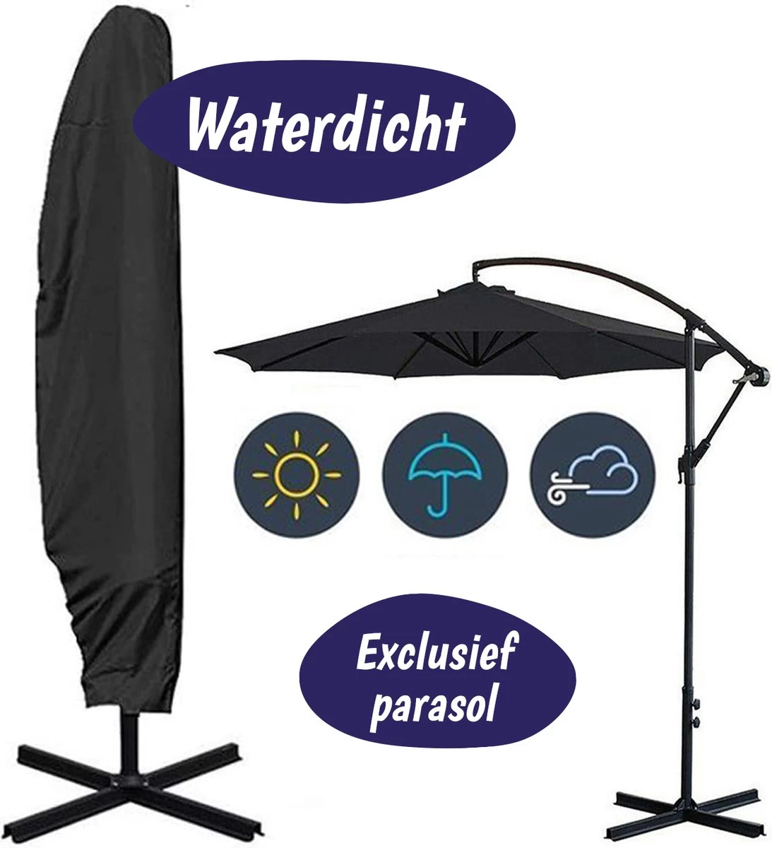 Merkloos Parasolhoes Met Rits En Trekkoord – Beschermhoes Voor Zweefparasol & Staande Parasol – Waterdicht Afdekhoes – Hoes Voor Hangparasol – Inclusief Opberghoes – Zwart - 205 Cm 1 Merkloos Parasolhoes Met Rits En Trekkoord – Beschermhoes Voor Zweefparasol & Staande Parasol – Waterdicht Afdekhoes – Hoes Voor Hangparasol – Inclusief Opberghoes – Zwart - 205 Cm