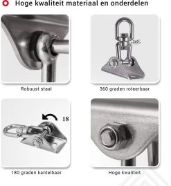 Ophangsysteem - Plafondhaak RVS - Ophanghaak TRX - Hangstoel Buiten - Hangstoel Binnen – Schommelstoel - Schommel - Bokszakken - RVS - 300kg -Gardena Winkel 1102x1200 2