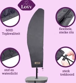 Parasolhoes Voor Zweefparasol–Waterdicht-met Rits En Stok-Superieure Kwaliteit-280cm X 81cm -Gardena Winkel 1102x1200