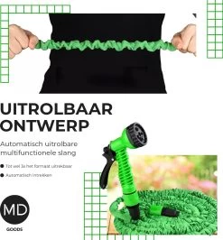 Uitrekbare Tuinslang Tot 15 Meter Van MD-goods ® - Tuinsproeier - Tuin Besproeien - Waterslang - Sproeikop - Groen - Flexibel Elastisch -Gardena Winkel 1114x1200 4