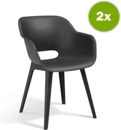 Allibert Akola Tuinstoelen - 2 Stuks -56,5x55x80cm - Donkergrijs -Gardena Winkel 1115x1200 2