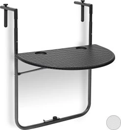 Relaxdays Balkontafel Inklapbaar, Balkon Tafel Rotan, Hangtafel Reling - Zwart -Gardena Winkel 1123x1200