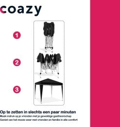 Coazy Waterdichte Partytent 3x3 Meter Opvouwbaar - Paviljoen - Easy Up - Pop-up Tent Met Haringen, Touw En Anti Slip Poten - Waterdicht - Partytenten Weerbestendig -Gardena Winkel 1131x1200 6