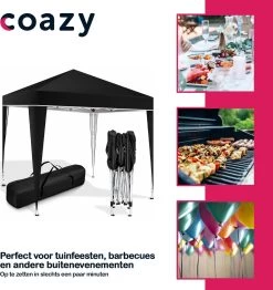Coazy Waterdichte Partytent 3x3 Meter Opvouwbaar - Paviljoen - Easy Up - Pop-up Tent Met Haringen, Touw En Anti Slip Poten - Waterdicht - Partytenten Weerbestendig -Gardena Winkel 1132x1200 1