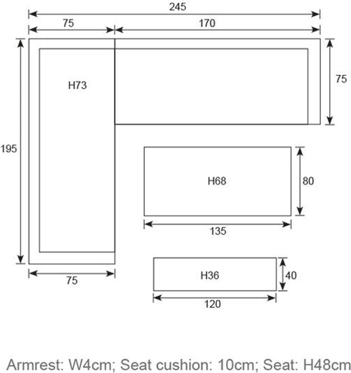 Blakes Lounge Diningset - 4 Delig - Donker Grijs 20 Blakes Lounge Diningset - 4 Delig - Donker Grijs - Afbeelding 20
