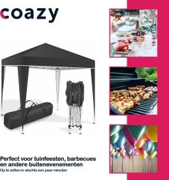 Coazy Waterdichte Partytent 3x3 Meter Opvouwbaar - Paviljoen - Easy Up - Pop-up Tent Met Haringen, Touw En Anti Slip Poten - Waterdicht - Partytenten Weerbestendig -Gardena Winkel 1132x1200