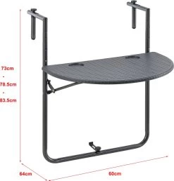 Balkontafel Cicala Inklapbaar 83,5x60x64 Cm Donkergrijs 9 Balkontafel Cicala Inklapbaar 83,5x60x64 Cm Donkergrijs -Gardena Winkel 1147x1200 1