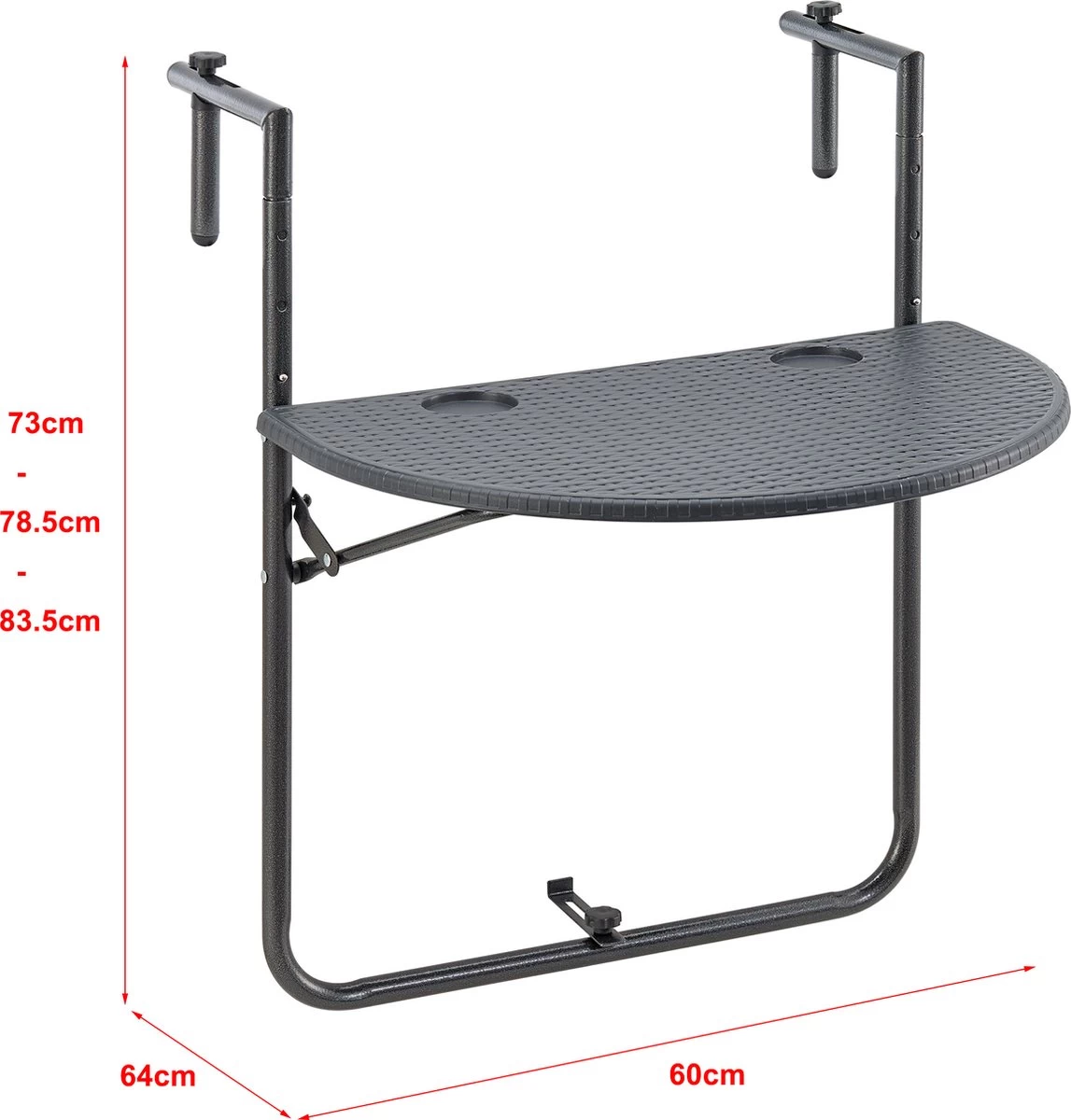 Balkontafel Cicala Inklapbaar 83,5x60x64 Cm Donkergrijs 3 Balkontafel Cicala Inklapbaar 83,5x60x64 Cm Donkergrijs - Afbeelding 3