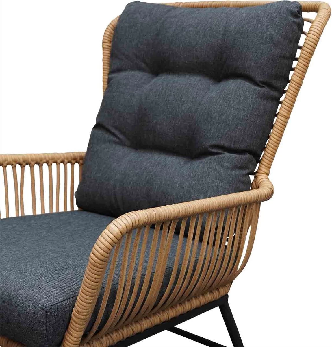 BUITEN Living Dex Wicker Loungestoel Tuin Incl. Wicker Voetenbank | Wicker + Aluminium | Bamboe Antraciet 2 BUITEN Living Dex Wicker Loungestoel Tuin Incl. Wicker Voetenbank | Wicker + Aluminium | Bamboe Antraciet - Afbeelding 2