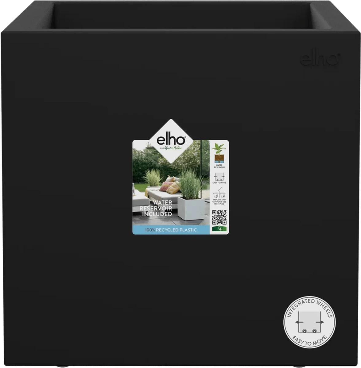 Elho Vivo Next Vierkant 40 - Plantenbak Voor Binnen & Buiten - Ø 39.0 X H 37.9 Cm - Zwart/Living Black 11 Elho Vivo Next Vierkant 40 - Plantenbak Voor Binnen & Buiten - Ø 39.0 X H 37.9 Cm - Zwart/Living Black - Afbeelding 11