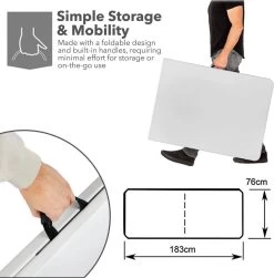 MaxxGarden Vouwtafel - Opvouwbare Kampeer Tafel - Tuin - Camping - Binnen - Weersbestendig - 180 X 74 X 74cm- Wit -Gardena Winkel 1180x1200 2