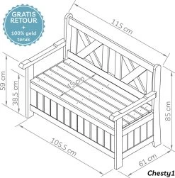 Needs&wants® Houten Tuinbank Met Opbergruimte, 2-zits Kistbank Houten Klassieke Bank Opslag, Grote Tuinopbergbank Van Massief Hout Weerbestendig Voor Buiten Tuin, Balkon, Terras, 115x61x85 Cm, Donker-bruin -Gardena Winkel 1180x1200