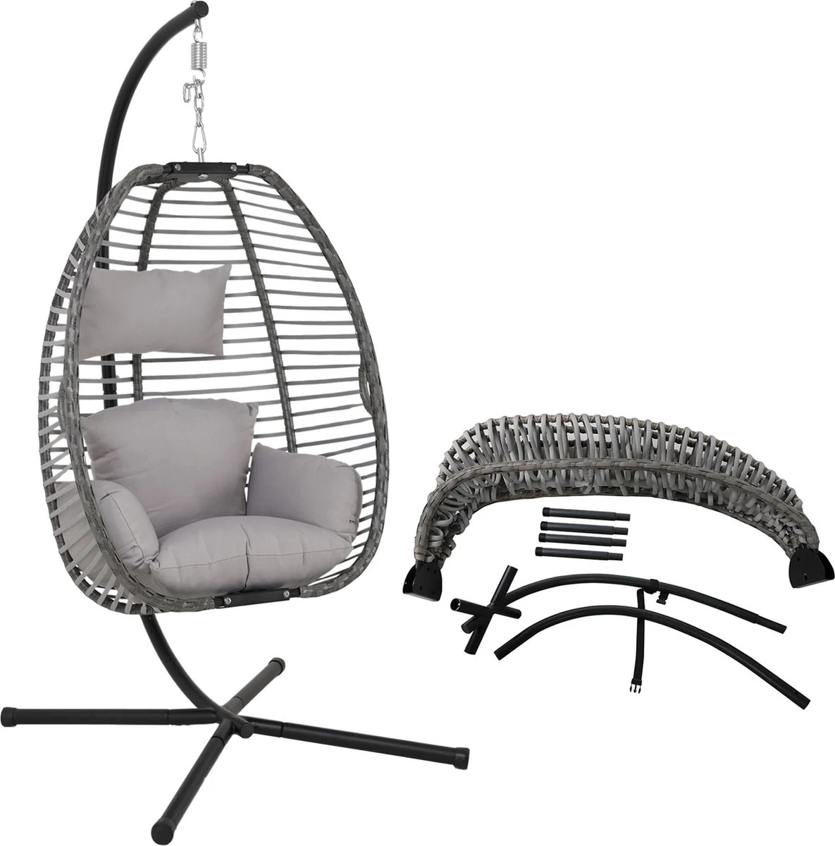 Lowander Egg Hangstoel Cocoon - Voor Binnen & Buiten - Met Standaard - Incl. Kussens 2 Lowander Egg Hangstoel Cocoon - Voor Binnen & Buiten - Met Standaard - Incl. Kussens - Afbeelding 2