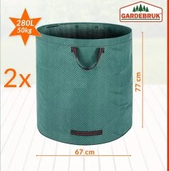 Gardebruk Tuinafvalzak - 2 Stuks 280L – 77x67cm/Opvouwbaar - Groen -Gardena Winkel 1188x1200 6