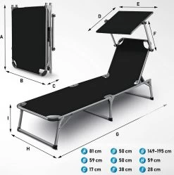 Sens Design Zonnebed - Ligbed Inklapbaar Met Zonneklep - Zwart -Gardena Winkel 1191x1200 2