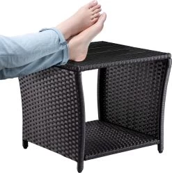 Casaria Polyrattan Bijzettafel - WPC Tafelblad 45x45x40cm – Zwart -Gardena Winkel 1191x1200 4