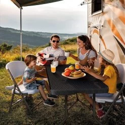 Lenx Klaptafel - Inklapbare Tafel - Opvouwbare Tuintafel - Vouwtafel - Inclusief Handvat En 2 Tafelkleden - 180x75x74cm - 6 Tot 8 Personen -Gardena Winkel 1199x1200 3