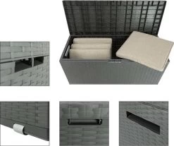 Verrijdbare Tuinkussen Opbergbox - Rattan Look - Zwart - 350 Liter 9 Verrijdbare Tuinkussen Opbergbox - Rattan Look - Zwart - 350 Liter -Gardena Winkel 1200x1004 3