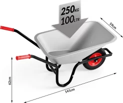 Gardebruk Kruiwagen 100L - Luchtband - 250kg Draagkracht Zilver -Gardena Winkel 1200x1007 3