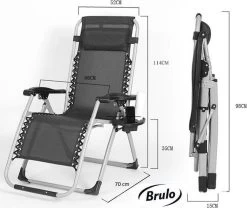 Brulo - Ligstoel Tuin - Ligstoelen - Strandstoel Opvouwbaar - Tuinstoel - Incl Tafel En Hoofdkussen -Gardena Winkel 1200x1012