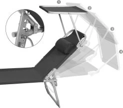 Ligstoel Met Hoofdsteun En Zon Bescherming Verstelbare Rugleuning Inklapbaar Donker Grijs Ligbed Tuin -Gardena Winkel 1200x1055 1