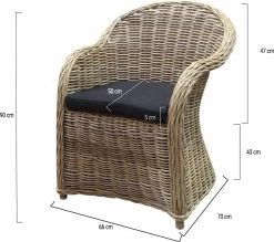 Roma Dining Tuinstoel Naturel Rotan - Suntech Kussen -Gardena Winkel 1200x1065