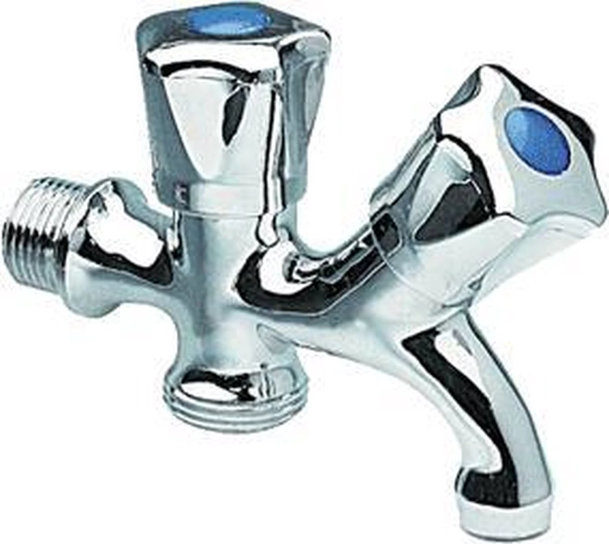 Dubbele Tapkraan Bonfix - 1/2" Muuraansluiting - 3/4" Onderaansluiting 3 Dubbele Tapkraan Bonfix - 1/2" Muuraansluiting - 3/4" Onderaansluiting - Afbeelding 3