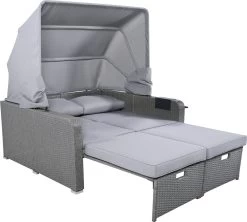 Polyrattan Patio Rieten Meubels Set Voor 2 Personen-Outdoor Rattan Sofa Set Met Intrekbare Luifel-lounge Bank-PE Rotan Loveseat Voor Achtertuin Veranda Tuin Zwembad Balkon-grijs -Gardena Winkel 1200x1078 2