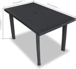 VidaXL Tuintafel 126x76x72 Cm Kunststof Antraciet -Gardena Winkel 1200x1082