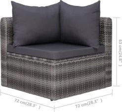 VidaXL 3-delige Loungeset Met Kussens Poly Rattan Grijs -Gardena Winkel 1200x1100
