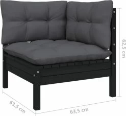 VidaXL 3-delige Loungeset Met Kussens Massief Grenenhout Zwart -Gardena Winkel 1200x1103