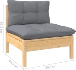 VidaXL 3-delige Loungeset Met Grijze Kussens Massief Grenenhout -Gardena Winkel 1200x1105 1