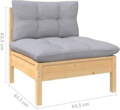 VidaXL 3-delige Loungeset Met Grijze Kussens Massief Grenenhout -Gardena Winkel 1200x1105