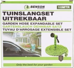 Benson - Tuinslang - Fexibel - 10 Meter - Tuinslang Met Koppeling - Spuitpistool - Groen -Gardena Winkel 1200x1105 5