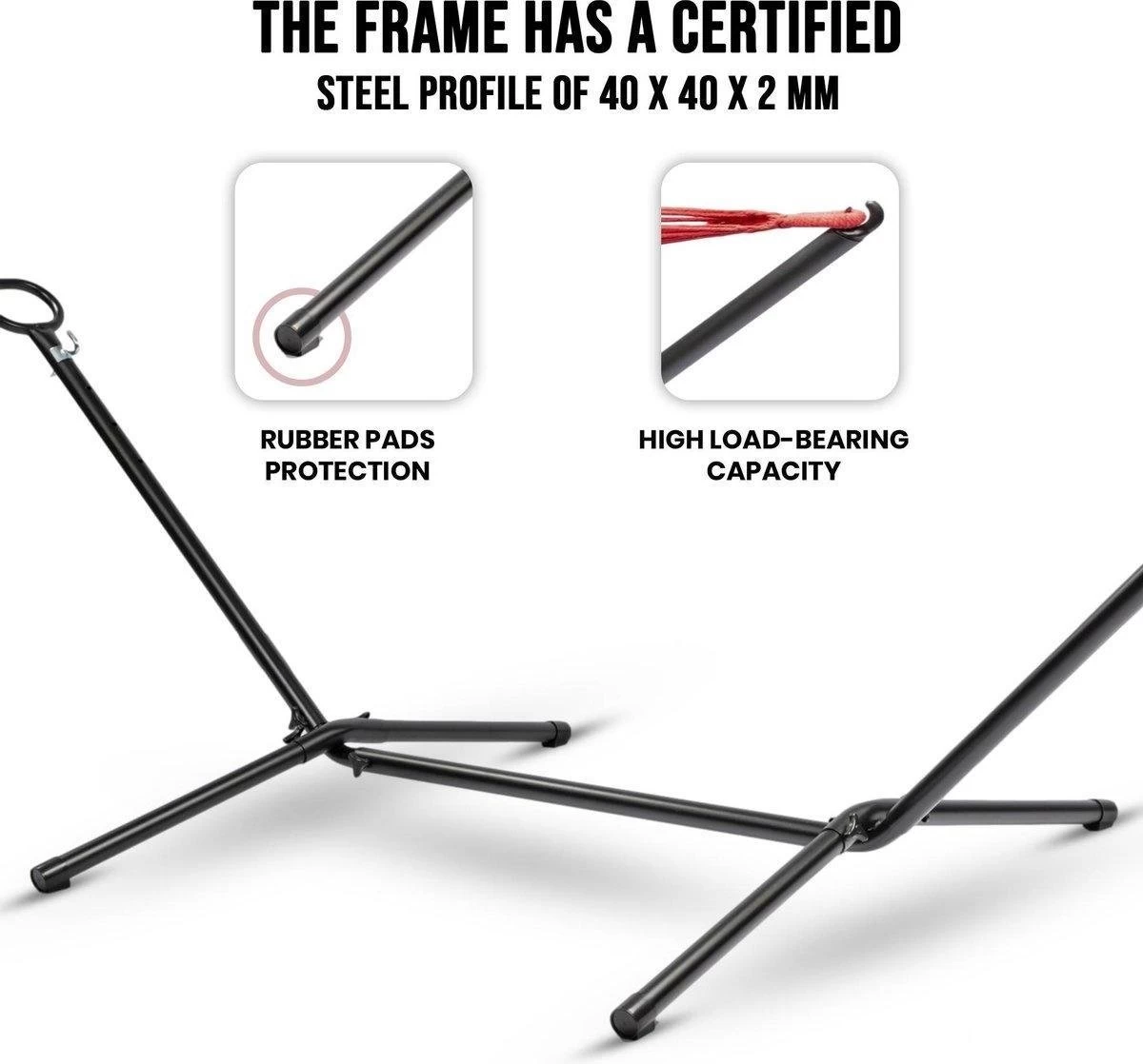 Pro Garden Standaard Voor Hangmat / Hangmat Standaard - Metaal - Zwart 3 Pro Garden Standaard Voor Hangmat / Hangmat Standaard - Metaal - Zwart - Afbeelding 3