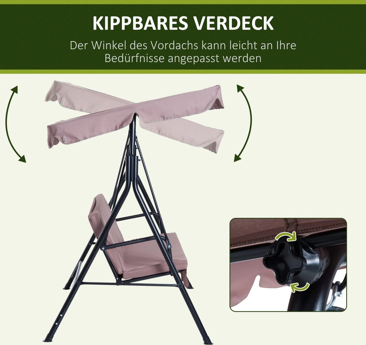 Outsunny Hollywoodschommel 3-zits Tuinschommel Schommelbank Met Dak 3 Kleuren 84A-054 3 Outsunny Hollywoodschommel 3-zits Tuinschommel Schommelbank Met Dak 3 Kleuren 84A-054 - Afbeelding 3