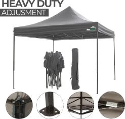 MaxxGarden Easy-up Partytent - 3x3m - Standaard - Waterdicht - Opvouwbaar - Inclusief Draagtas - Antraciet -Gardena Winkel 1200x1137 1