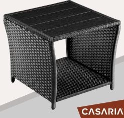 Casaria Polyrattan Bijzettafel - WPC Tafelblad 45x45x40cm – Zwart -Gardena Winkel 1200x1138 2