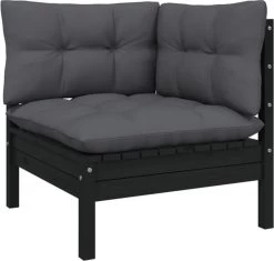VidaXL 3-delige Loungeset Met Kussens Massief Grenenhout Zwart -Gardena Winkel 1200x1143 1