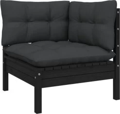 VidaXL 3-delige Loungeset Met Kussens Massief Grenenhout Zwart -Gardena Winkel 1200x1143 2