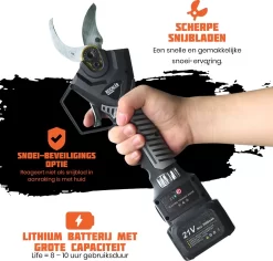 Reichlër® Elektrische Snoeischaar - 40 Mm Snijdiameter - 2x Accu - Anti-cut Functie - Heggenschaar - Takkenschaar - Zwart -Gardena Winkel 1200x1145 5