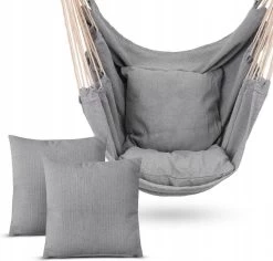 RENALUX Hangstoel Buiten En Binnen - Hangstoel Voor Binnen - Hangstoel Zonder Standaard - Hangstoel Cocoon - Gratis 2 Zachte Kussens - 150 KG - Grijs -Gardena Winkel 1200x1148