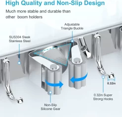 BOTC Bezemhouder - 5 Houders 6 Haken Bezem Ophangsysteem - Zeflklevend - Opbergsysteem - Ophanghaken - Tuingereedschap - Gereedschap Opbergen -Gardena Winkel 1200x1150 7